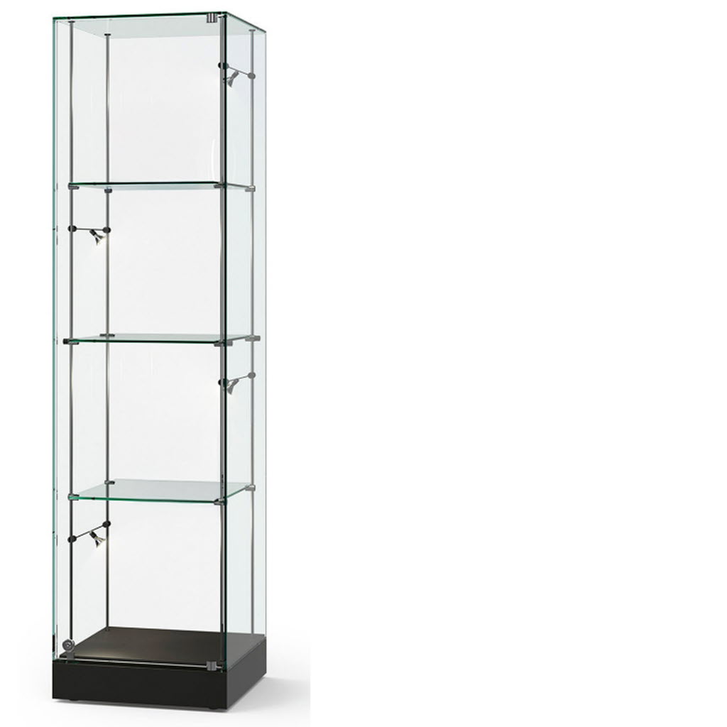 Ganzglas Säulenvitrine 190x50x50 cm, Ganzglas Vitrinen, Säulenvitrinen ganz aus Glas, Säulenvitrine Ganzglas, Sammlervitrine, Austellungsvitrine