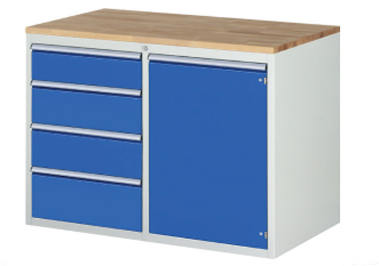 Eurokraft Pro Montagewagen Bicolor – 1 Schrank + 1 Schubladenschrank, MDF-Platte, Rollen Ø 200 Mm, Für Werkstatt & Logistik