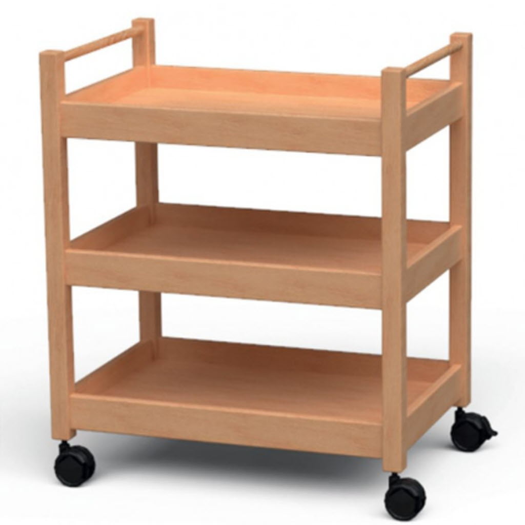 Transportwagen aus Holz, Servierwagen aus Holz, Garderobenwagen, Servierwagen für Schulen, Schulmöbel Servierwagen, Kindergartenmöbel