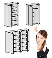 Kompaktschrank, Vorratschrank, Buegelbrettschrank, 3-Tuerenschrank