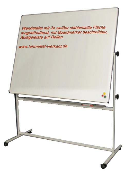 Mobiles Whiteboard Drehtafel Schultafel beidseitig beschriftbar fahrbar 80x110cm 