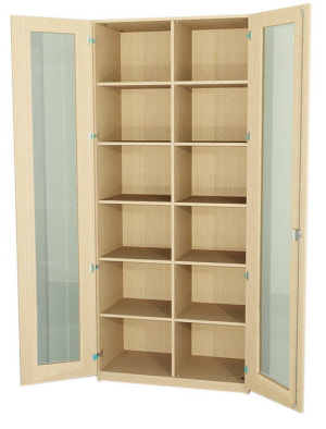 Hochschränke, Schrank mit Glaseinsatztüren, Hochschrank, Glastürenschrank, Lehrmittelschrank, Schrankhersteller