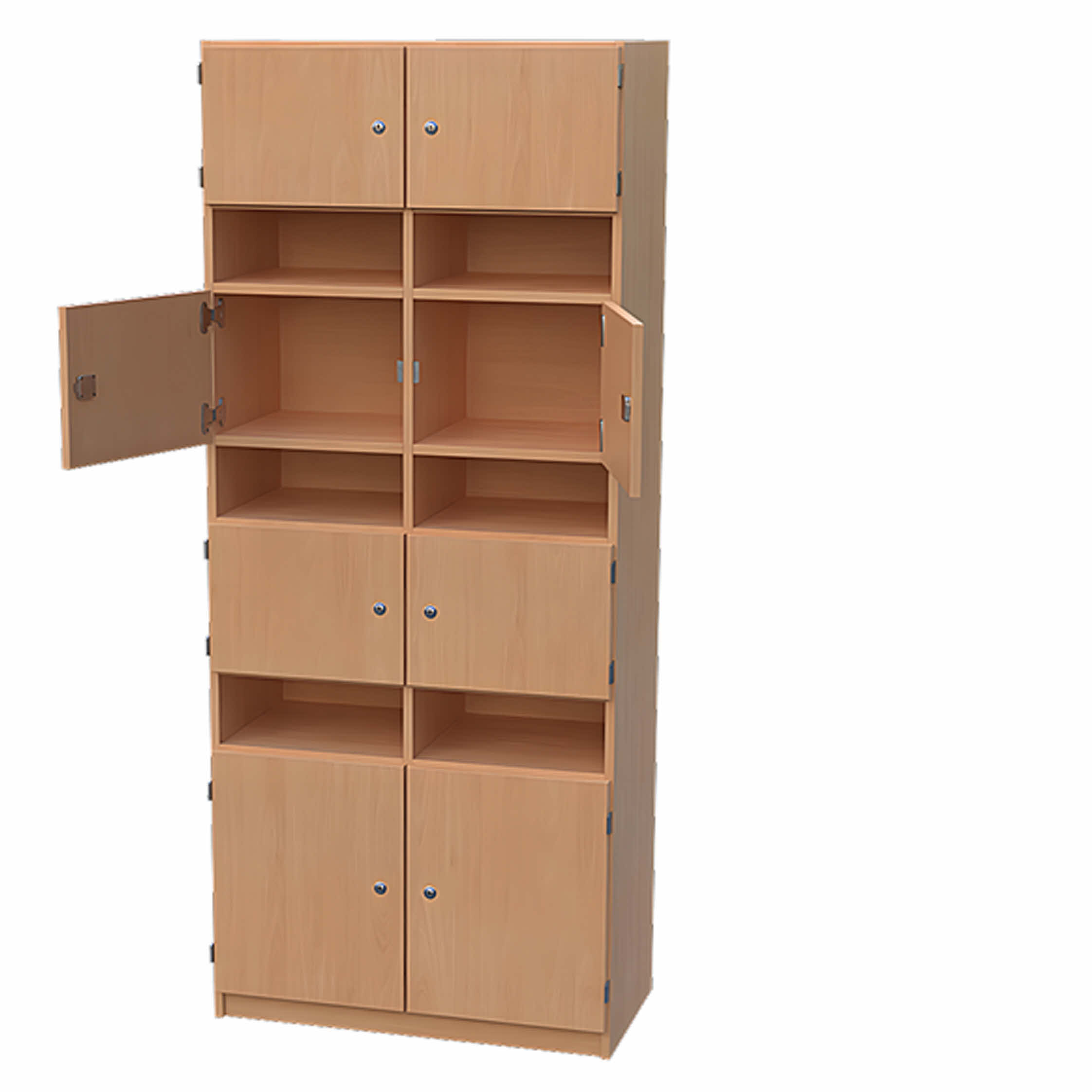 Lehrerfachschrank, Schließfachschrank mit Holzkorpus, Schrank mit Schließächer, Personalfachschrank, Lehrerzimmerschrank