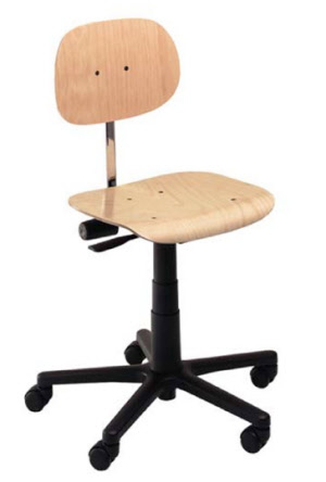 Arbeitstühle mit Buche, Integralschaum, Stoff und Kunstleder