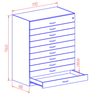 Schablonenschrank, Zeichnungsschrank , Flachablageschrank