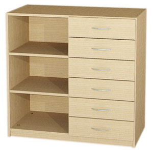 Schubladenschrank mit Höhe 98 cm, Regalfach und 1x6 Schubladen, Schubladenschrank, Schubladenschränke, Schubladenschrank, Schublade Schrank, Schubladen Schrank, Schubladenschrank Holz