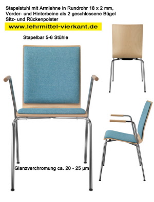 Holzschalen-Stapelstuhl Profi gerade Form mit Sitzpolster, 104,00 €
